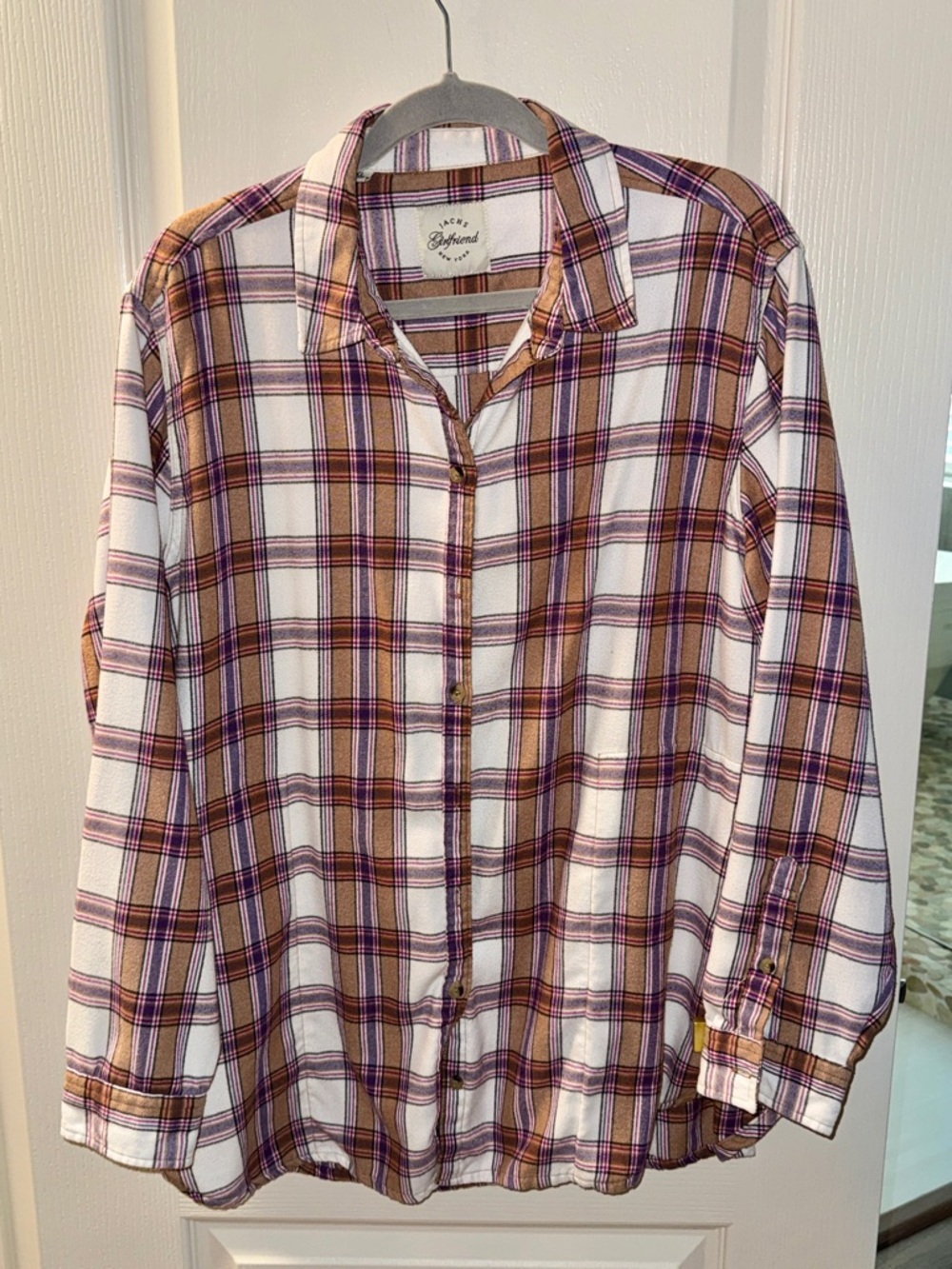 Jachs Girlfriend Navy, White & Purple Plaid Shirt